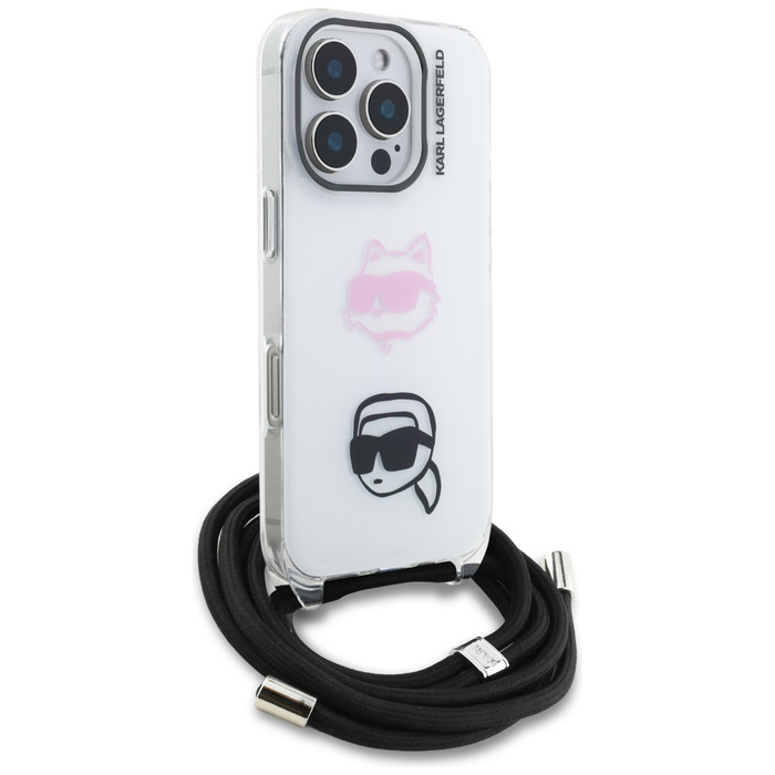 Etui Karl Lagerfeld IML Crossbody        Karl&Choupette Head do iPhone 16 Pro biały