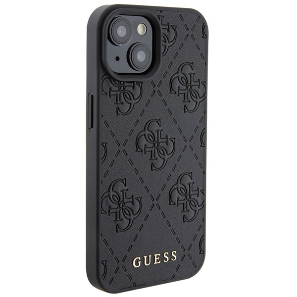 Etui Guess GUHCP15SP4EPMK iPhone 15 6.1" czarny/black hardcase Leather 4G Stamped Case