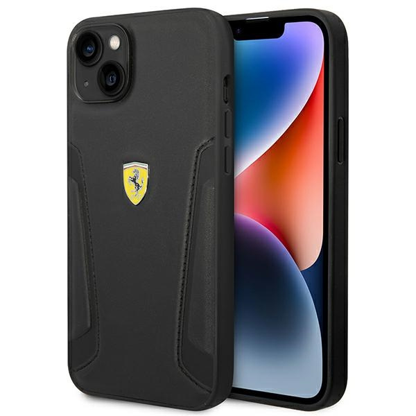Etui Ferrari iPhone 14 Plus 6,7" czarny/black hardcase Leather Stamp Sides