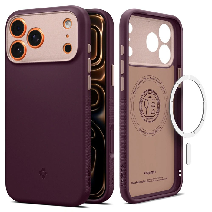 ETUI SPIGEN IPHONE 17 PRO NANO POP MAG MAGSAFE BURGUNDY BEAN