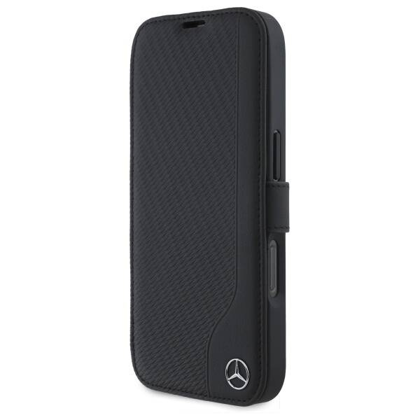 Etui Mercedes iPhone 16 Pro Max 6.9" czarny/black Leather Wood Imitation