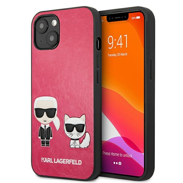 Etui KARL LAGERFELD Apple iPhone 13 Mini Ikonik Karl & Choupette Fuksja Hardcase