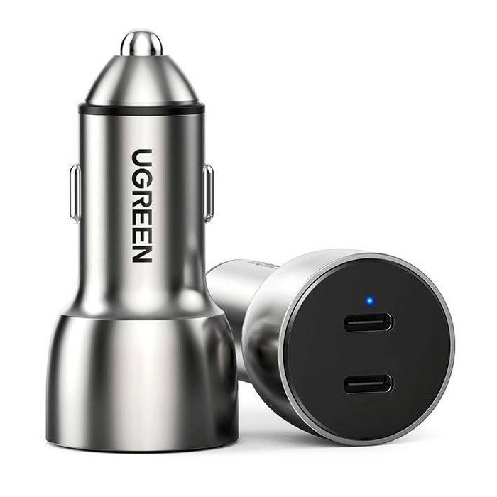 Ugreen ładowarka samochodowa 2x USB Typ C Quick Charge 3.0 PD 3.0 36 W FCP AFC 3 A szary (CD213 70594)