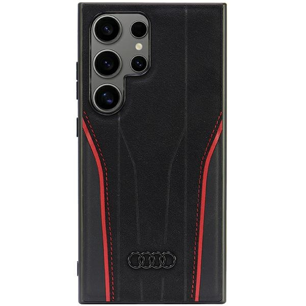 Audi Genuine Leather MagSafe S24 Ultra S928 czarno-czerwony/black-red hardcase AU-TPUPCS24U-R8/D3-RD