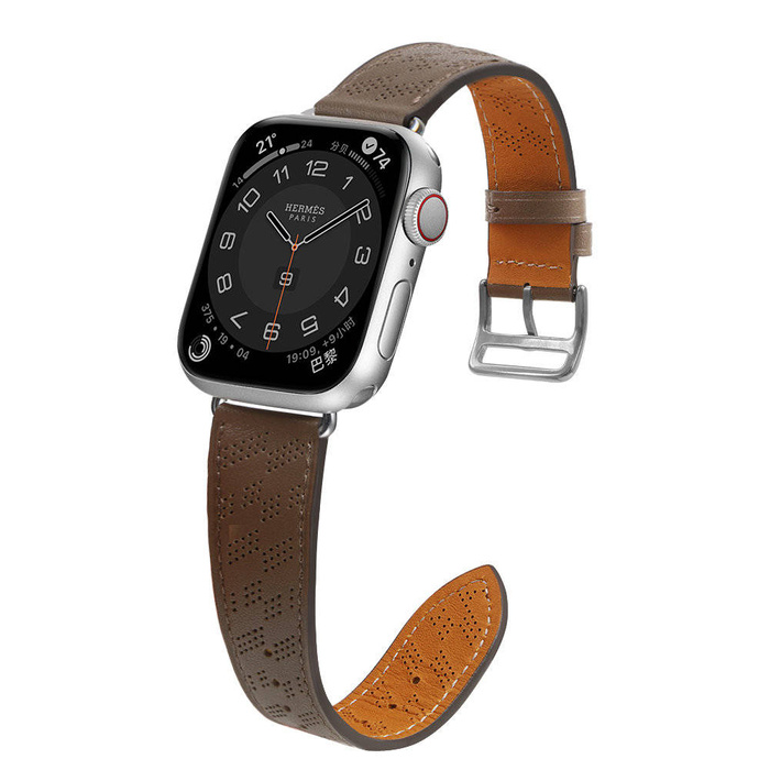 Pasek Strap Leather skórzany pasek Apple Watch Ultra, SE, 8, 7, 6, 5, 4, 3, 2, 1 (49, 45, 44, 42  mm) opaska bransoleta ciemnobrązowy