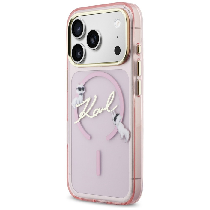 Etui Karl Lagerfeld IML Choupettes Karl  Script Logo MagSafe do iPhone 17 Pro różowy