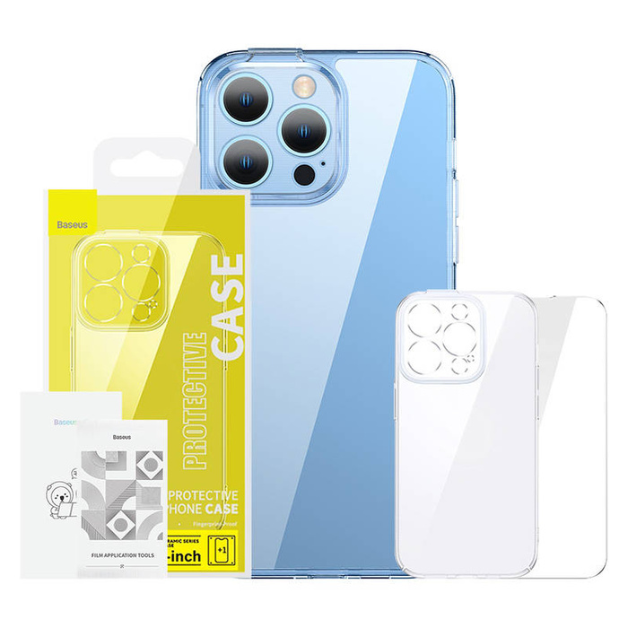 Etui Zestaw ochronny Baseus SuperCeramic przeźroczyste, szklane etui i szkło hartowane do iPhone 14 Plus Case