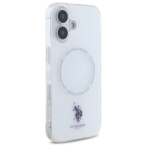 Etui US Polo iPhone 16 6.1" biały/white IML Ring MagSafe
