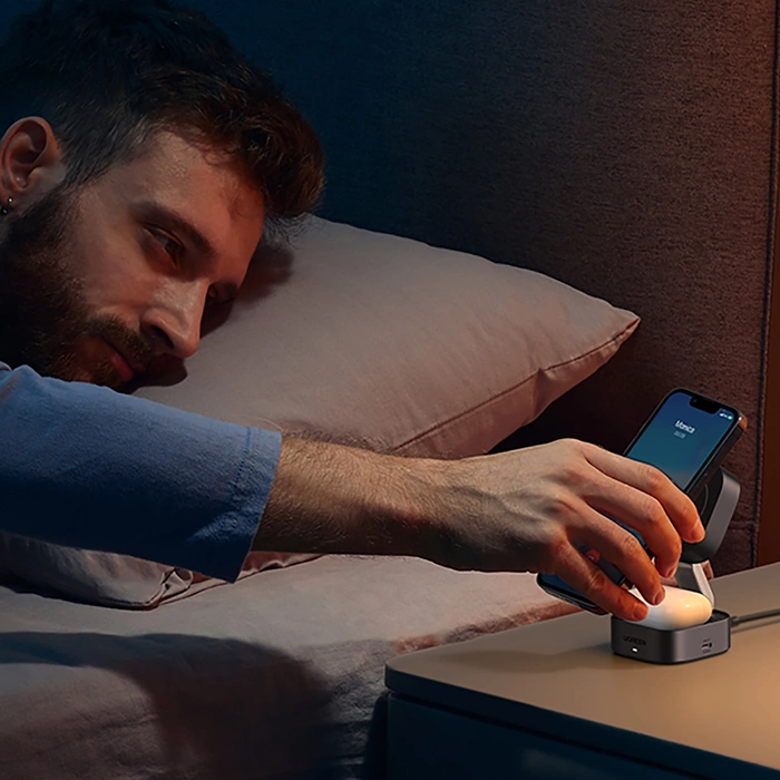 Ładowarka indukcyjna Qi 2w1 Ugreen W702 do Iphone, AirPods, 15W (szara)