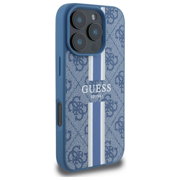 Etui Guess iPhone 16 Pro Max niebieski/blue MagSafe 4G Printed Stripes