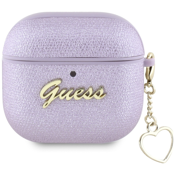 Etui Guess Metallic Script Charm do       AirPods 4 fioletowy