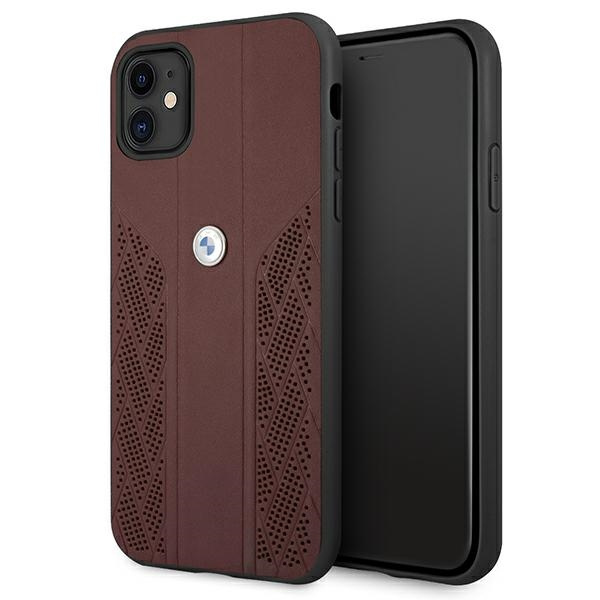 Etui BMW Apple iPhone 11 Leather Curve Perforate Czerwony Hardcase
