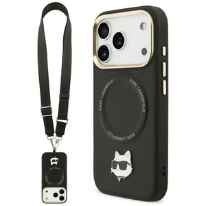 Etui Karl Lagerfeld Big Strap Choupette  Metal Logo MagSafe do iPhone 17 Pro Max czarny