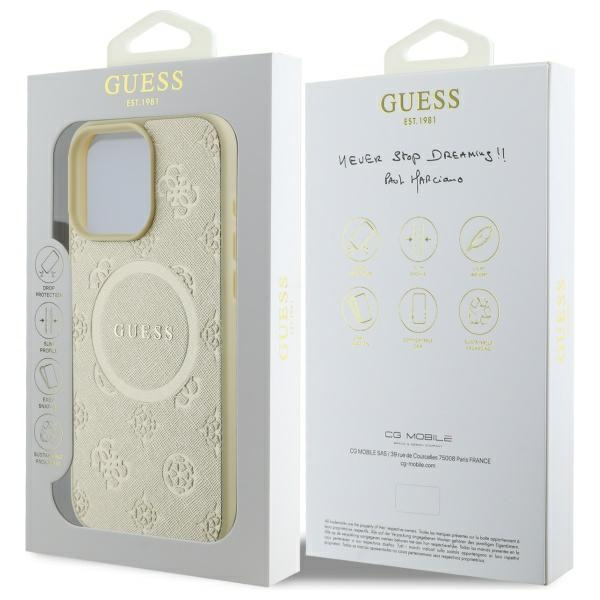 Etui Guess iPhone 16 Pro Max 6,9" złoty/gold HC MagSafe Safiano Peony Classic Logo
