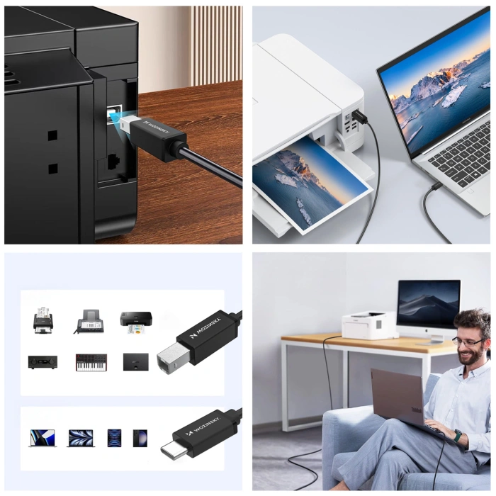 Kabel Wozinsky WKDDY1S USB-B - USB-C 1m - czarny