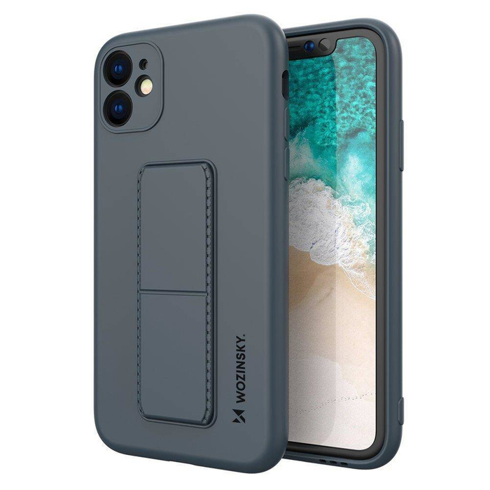Wozinsky Kickstand Case elastyczne silikonowe etui z podstawką iPhone 12 granatowy