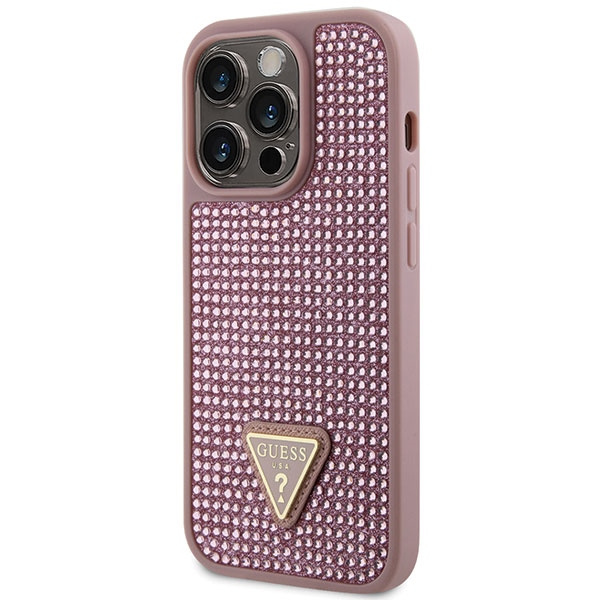 Etui Guess GUHCP14LHDGTPP iPhone 14 Pro 6.1" różowy/pink hardcase Rhinestone Triangle Case