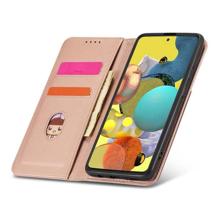 Magnet Card Case etui do Samsung Galaxy A13 5G pokrowiec portfel na karty kartę podstawka różowy