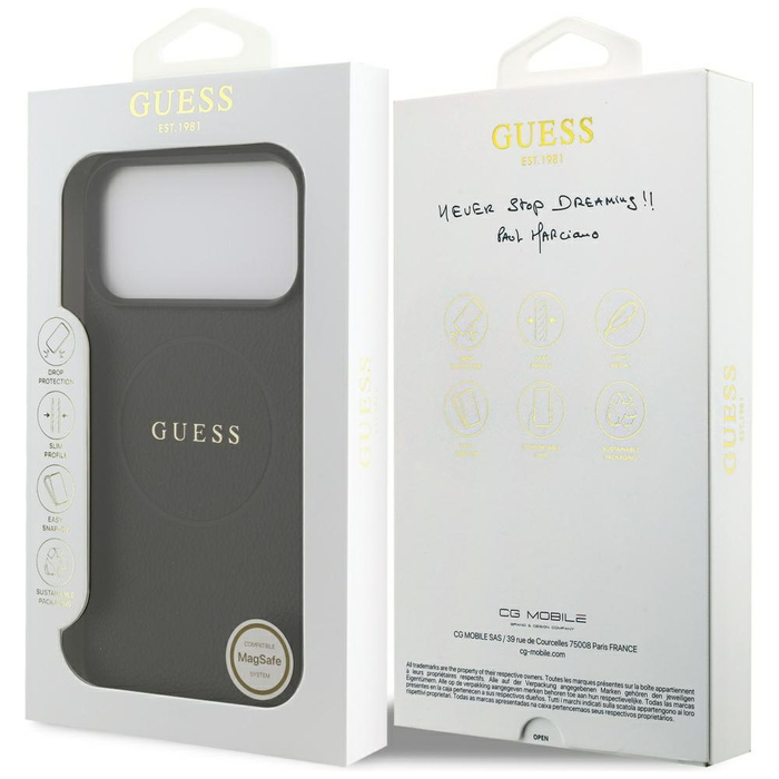 Etui Guess Grained Ring MagSafe do       iPhone 17 Pro Max czarny