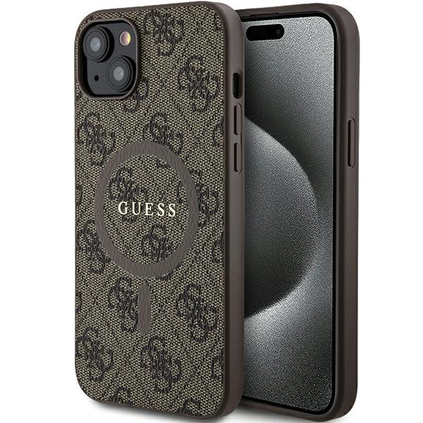 Etui Guess GUHMP14SG4GFRW iPhone 14 / 15 / 13 6.1" brązowy/brown hardcase 4G Collection Leather Metal Logo MagSafe Case