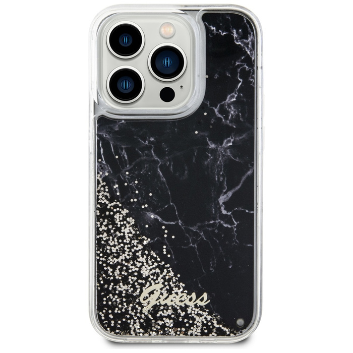 Etui Guess GUHCP14LLCSGSGK iPhone 14 Pro 6.1" czarny/black hardcase Liquid Glitter Marble Case