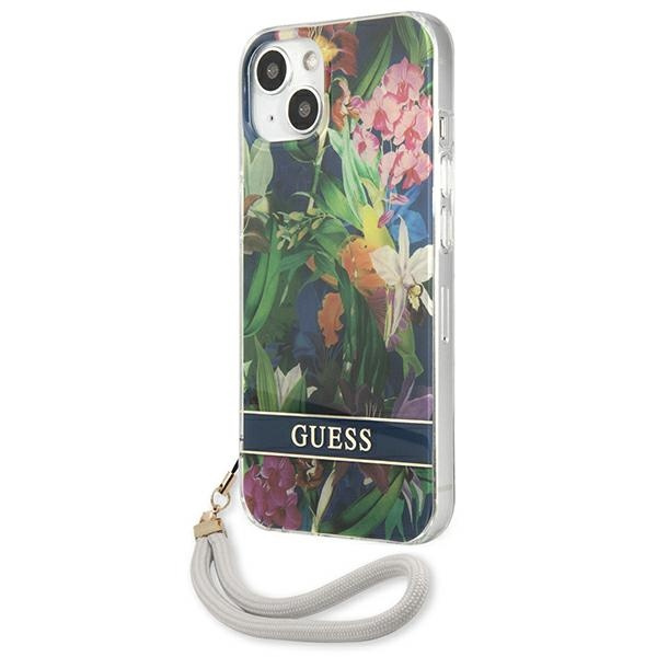 Etui GUESS Apple iPhone 13 Flower Strap Niebieski Hardcase