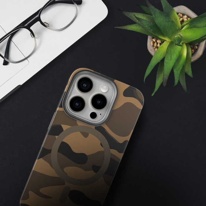Etui na Samsung S25 Forcell F-Protect Levels Dual Layer 4D technology zgodny z MagSafe Military Drop-Test desert camo