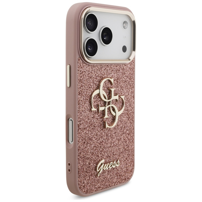 Etui Guess Fixed Glitter Big 4G Metal    Frame do iPhone 17 Pro różowy
