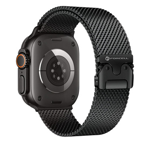 Pasek do Apple Watch Forcell F-Design FA11 zatrzask stal 42 / 44 / 45 / 49 mm czarny