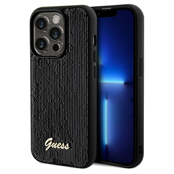 Etui Guess GUHCP14XPSFDGSK iPhone 14 Pro Max 6.7" czarny/black hardcase Sequin Script Metal Case