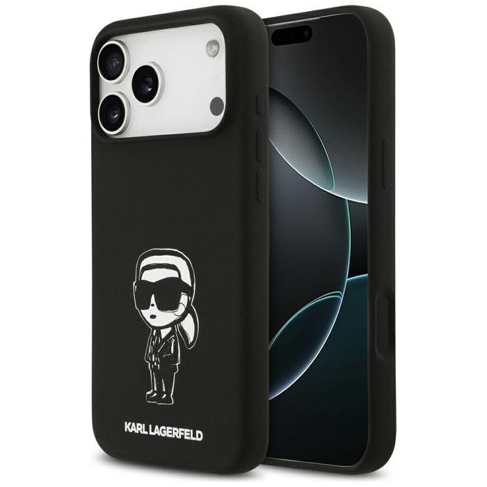 Etui Karl Lagerfeld Silicone Karl Sketch & Logo MagSafe do iPhone 17 Pro Max czarny
