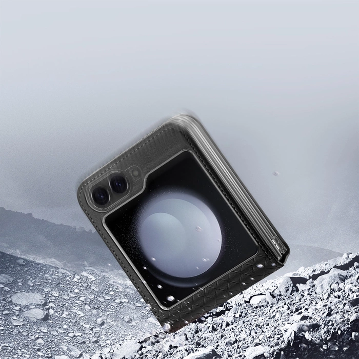 Etui Dux Ducis Bril skórzane na Samsung Galaxy Z Flip 6 - czarne