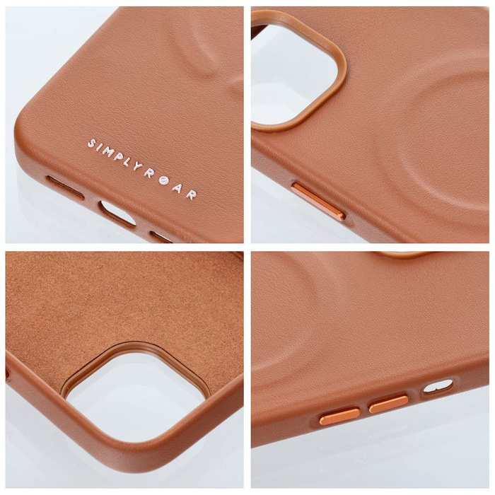 Futerał Roar Leather Mag Case kompatybilny z MagSafe - do iPhone 15 Brązowy