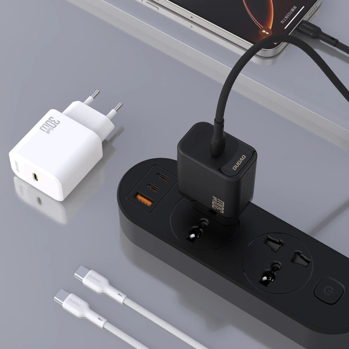 Ładowarka sieciowa Dudao A27PCEU PD 30W GaN USB-C z kablem USB-C - biała