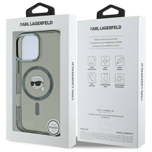 Etui Karl Lagerfeld iPhone 16 Pro Max 6.9" czarny/black hardcase IML Metal Karl Head MagSafe