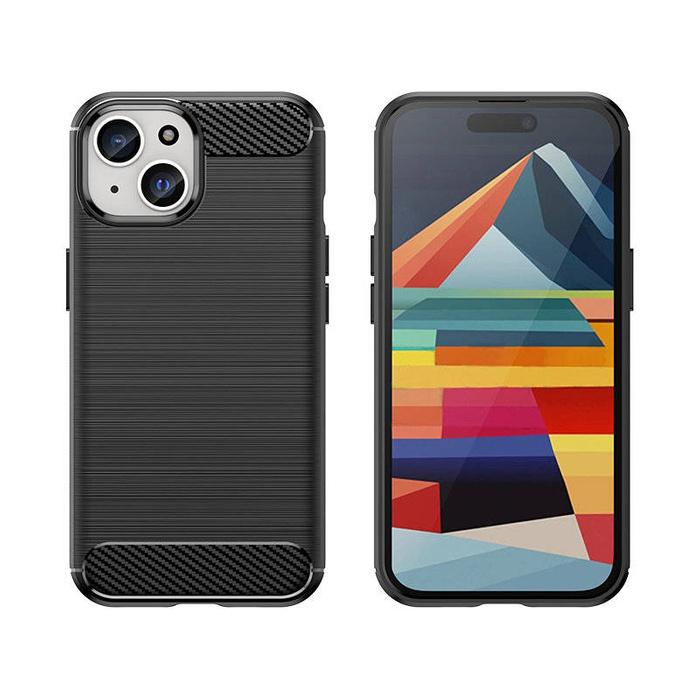 Etui Elastyczne etui wzór karbon do iPhone 15 Carbon Case - czarne Case