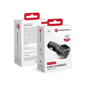 Ładowarka samochodowa Forcell F-Energy Carbon USB C + USB A QC3.0 PD 3A 38W CC50-1A1C czarna