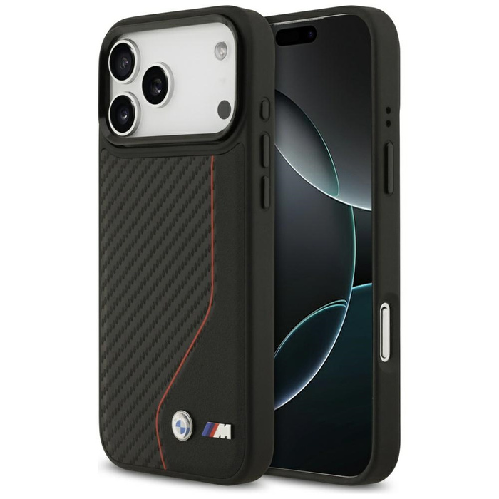 Etui BMW M Carbon Line & Logo MagSafe do iPhone 17 Pro Max czerwony