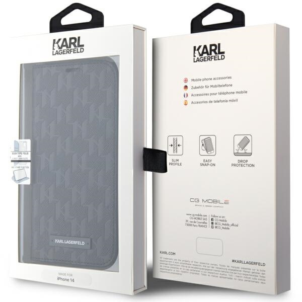 Etui Karl Lagerfeld KLBKP14SSAKLHPK iPhone 14 6.1" bookcase czarny/black Saffiano Monogram Case