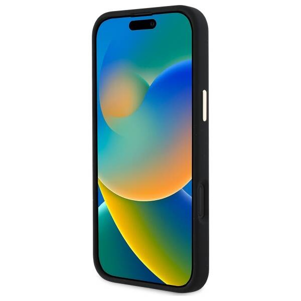 Etui Guess iPhone 16 czarny/black hardcase Silicone Logo Strass 4G