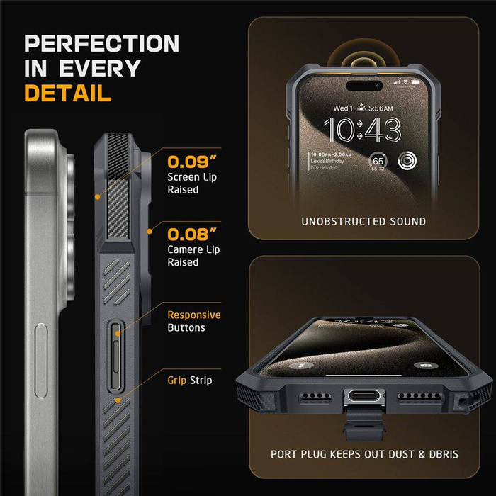 ETUI SUPCASE UB GRIP MAG MAGSAFE IPHONE 16 PRO MAX GREY