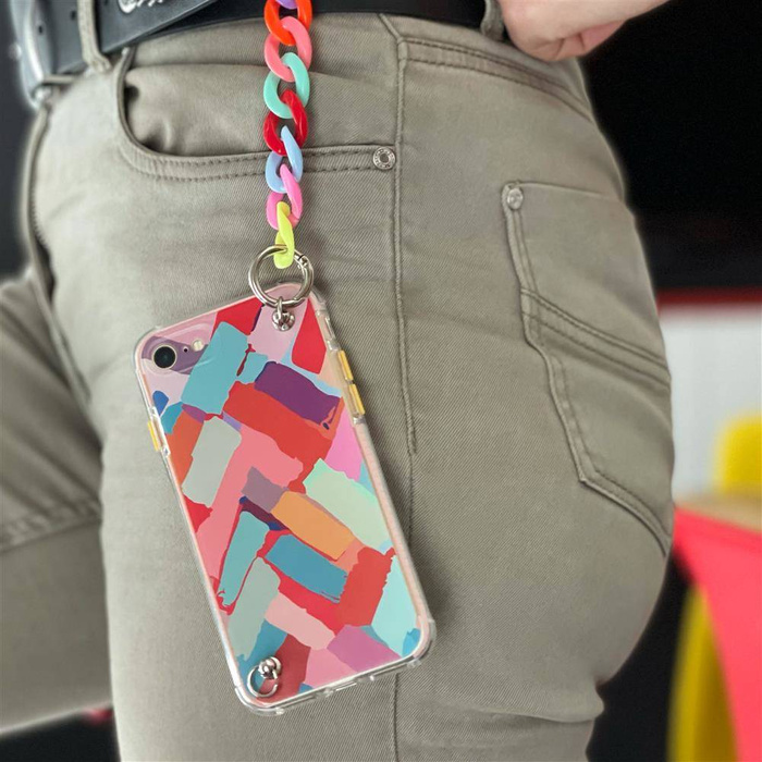 ETUI Color Chain Case żelowe elastyczne etui z łańcuchem łańcuszkiem zawieszką do iPhone 12 wielokolorowy CASE