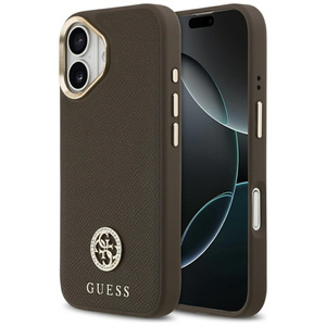 Etui Guess Grained Strass Logo MagSafe   do iPhone 17 brązowy