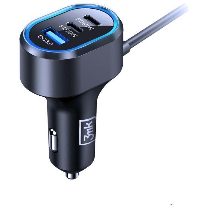 Ładowarka samochodowa 3MK Double Car     Charger 135W PD QC PPS 2xUSB-A 4xUSB-C szary