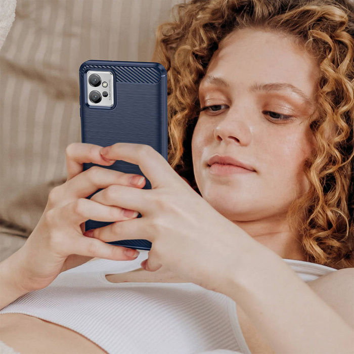 Carbon Case etui Xiaomi 12 Lite elastyczny silikonowy karbonowy pokrowiec czarne