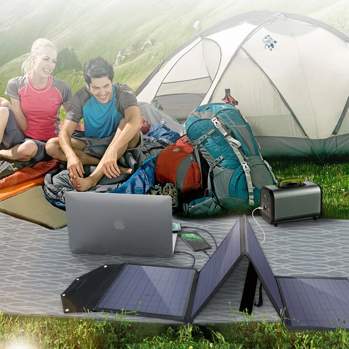 Choetech ładowarka solarna 100W składana 2x USB 1x USB C PD QC czarna (SC009-V2)