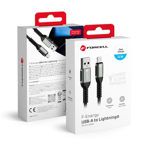 Kabel USB A do Lightning Forcell F-Energy 2,4A 12W Cafule 0,5 m C257 czarny