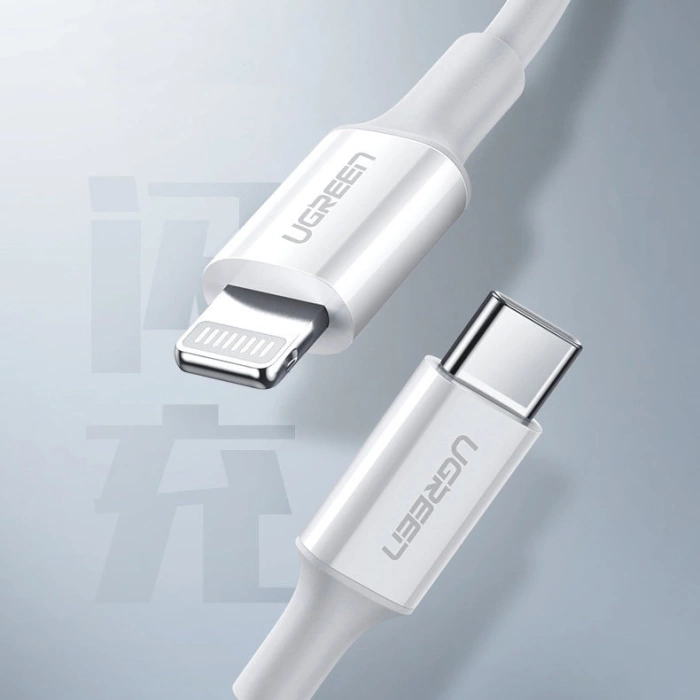 Kabel Ugreen US171 Lightning - USB-C MFi PD 20W 3A 480Mb/s 0,5m - biały