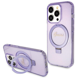 Etui Guess GUHMP13LHRSGSU iPhone 13 Pro / 13 6.1" fioletowy/purple hardcase Ring Stand Script Glitter MagSafe Case