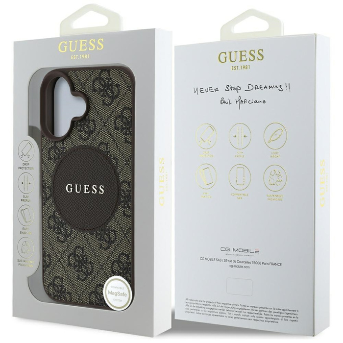 Etui Guess 4G Circle Classic Logo        MagSafe do iPhone 16 brązowy